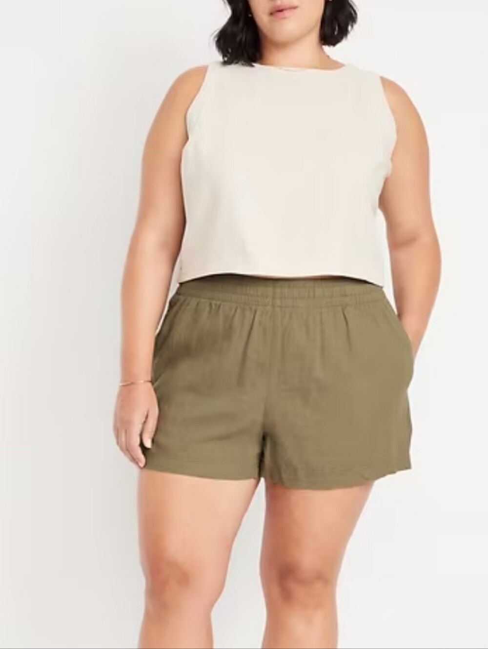 High-Waisted Linen-Blend Comfort Waist Shorts